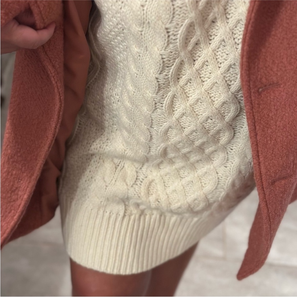 Cable Knit Cream Sweater Dress